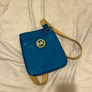 Michael Kors Fulton Cross-Body Pebble Leather Bag, Aqua